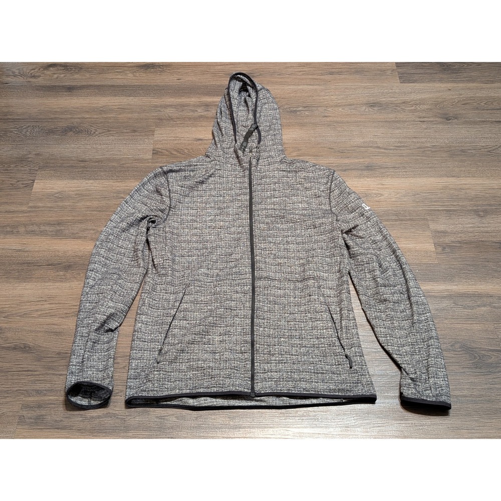 Lululemon Surge‎ Warm Hoodie Jacket LM4886S Gray Mens Size M Quaker Logo Read